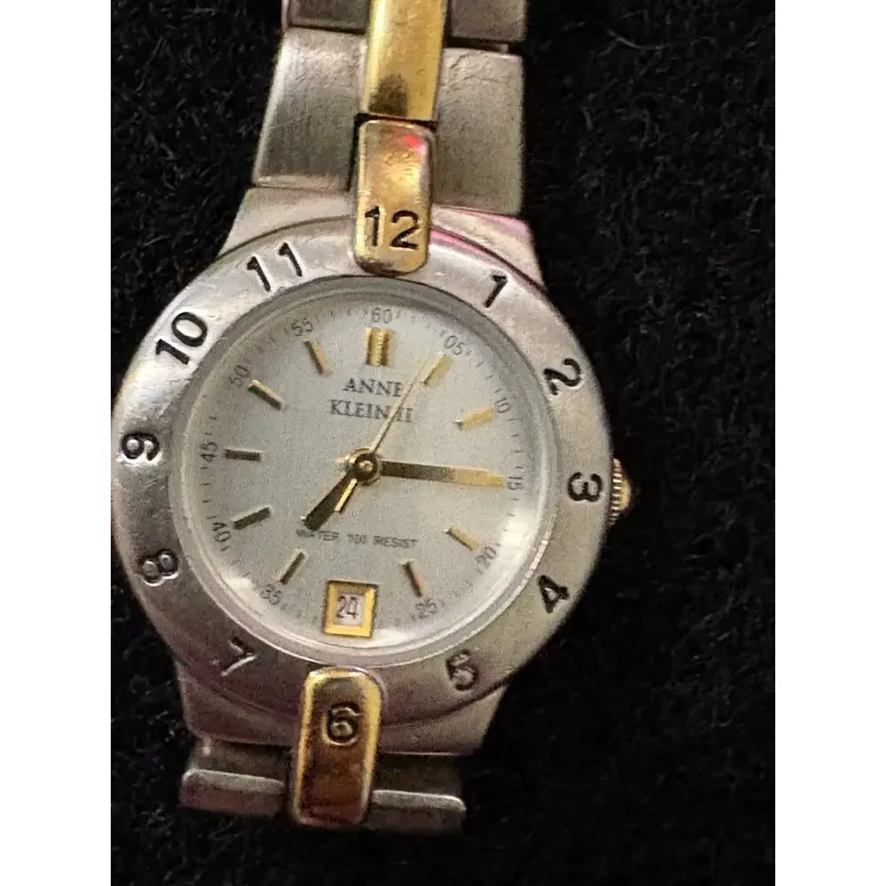 Anne Klein II Two-Tone Silver Gold Date Watch – Needs New Battery